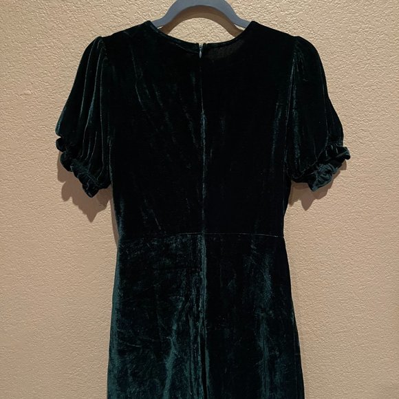 Lulu's Emerald Green Velvet Skater Dress - Picture 3 of 3